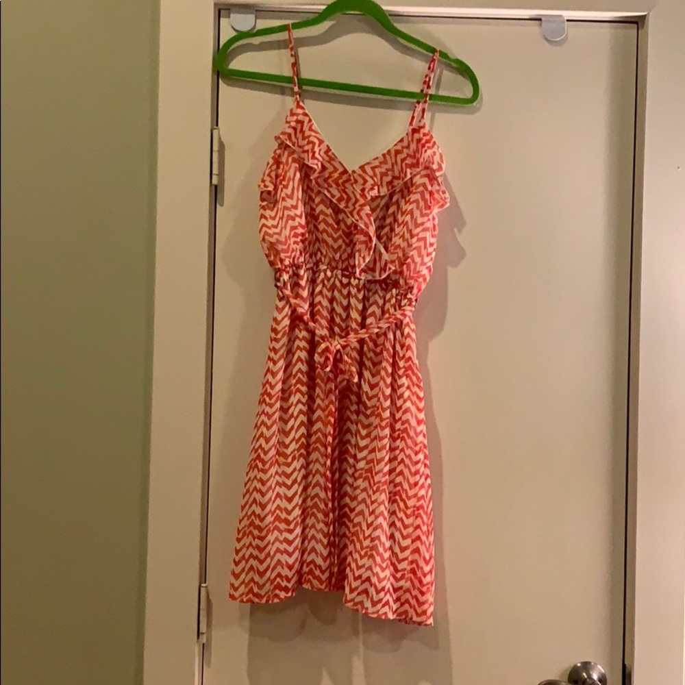 Ya Los Angeles Chevron Chiffon Ruffle Dres